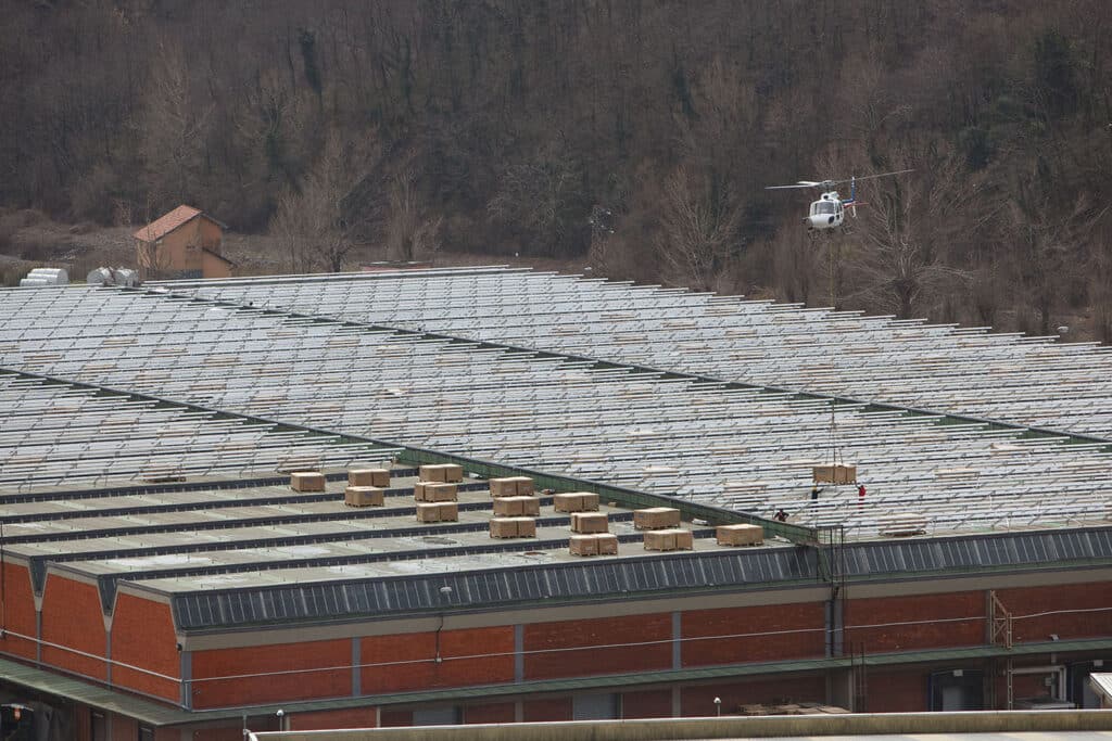 2 MW Photovoltaic Power plant is assembled on an industrial rooftop